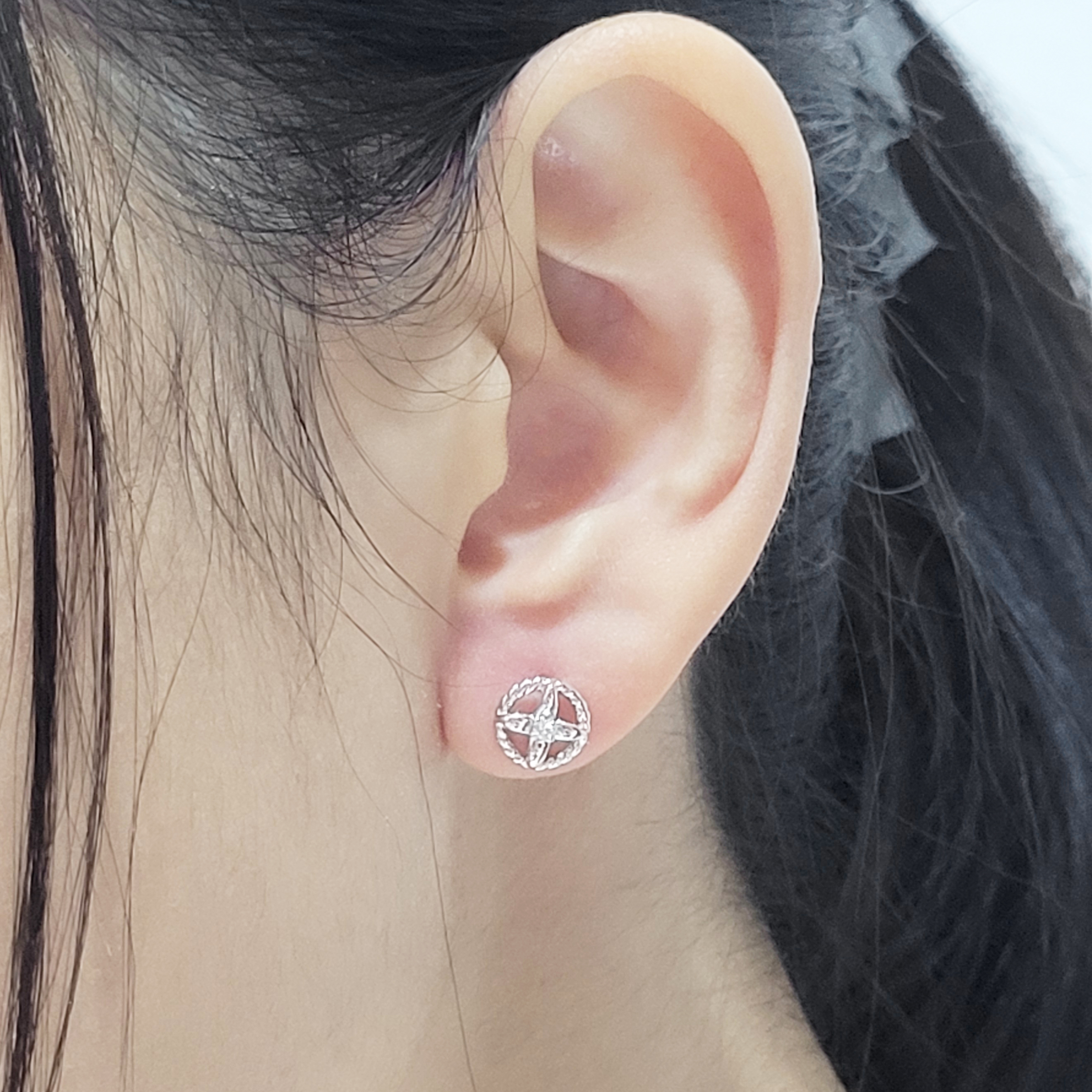 18K白金天然鑽石耳環