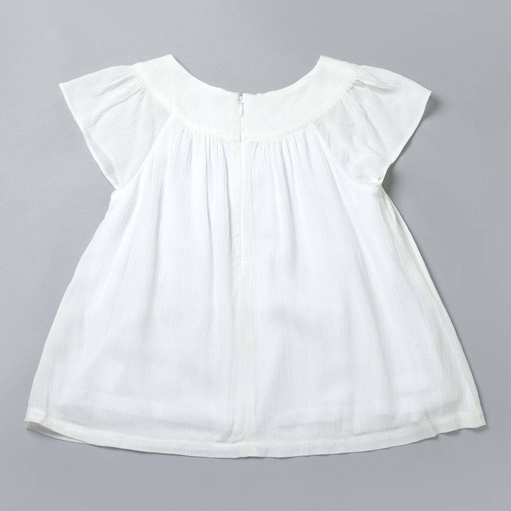 PIPPY藍花刺繡純棉上衣 白