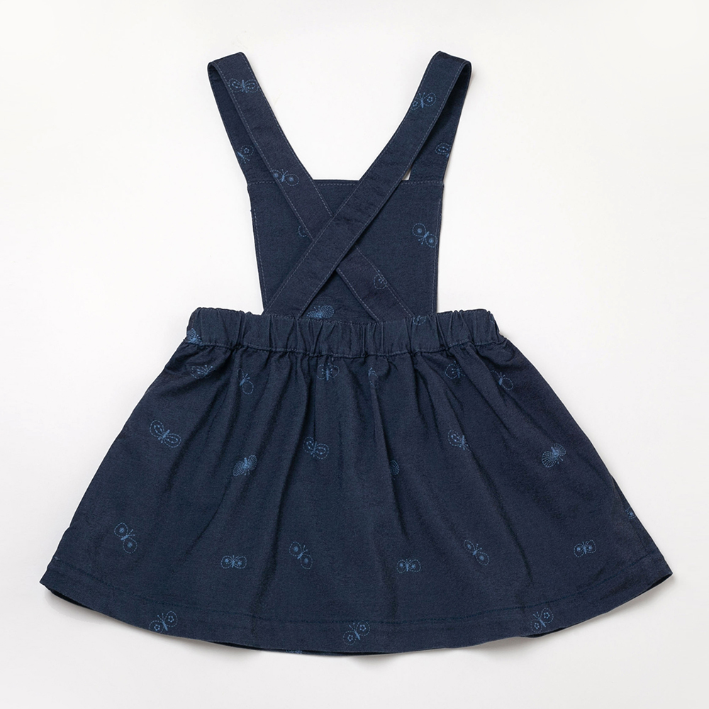 PIPPY蝴蝶緹花可拆式吊帶裙 丈青