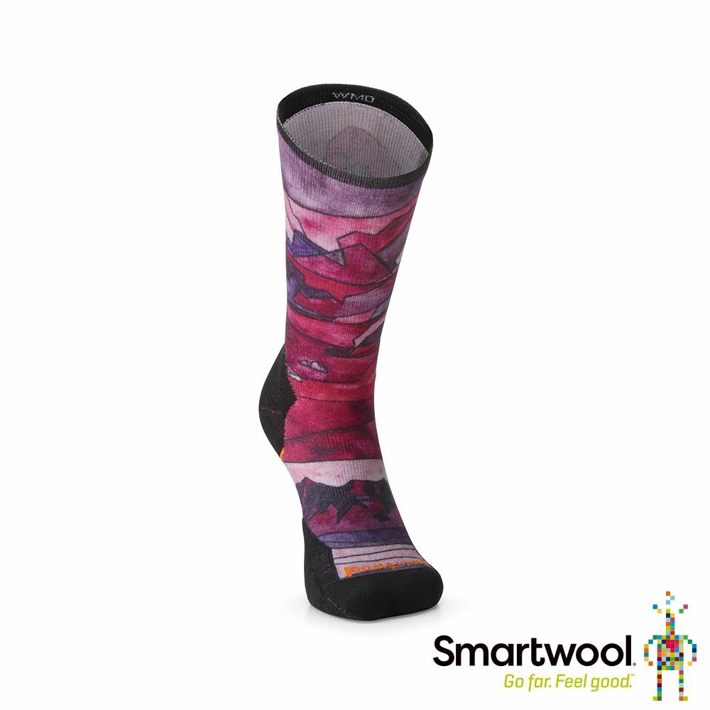 【Smartwool】女高機能跑步超輕減震Print中長襪 粉霧紫 / SW001751A22