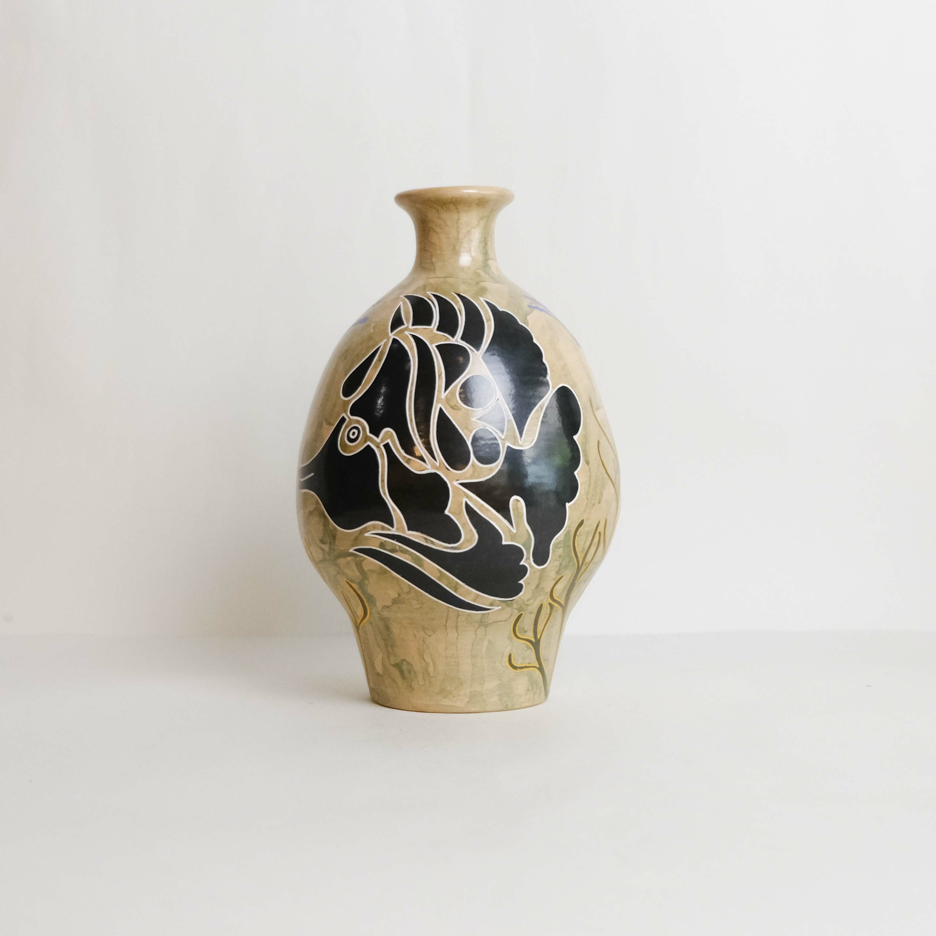 陶器｜矮瓶 - 熱帶魚 608｜尼加拉瓜