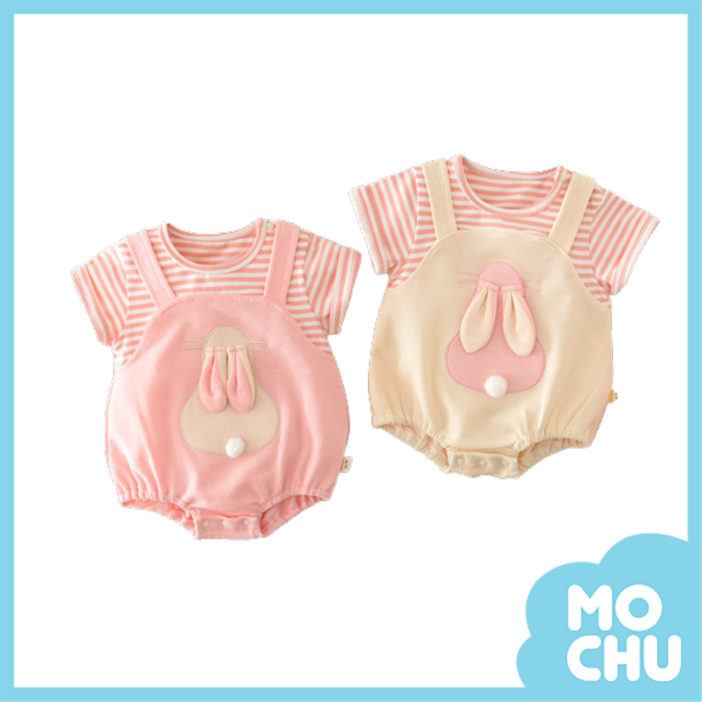 假兩件兔寶寶短袖包屁衣(兩色)