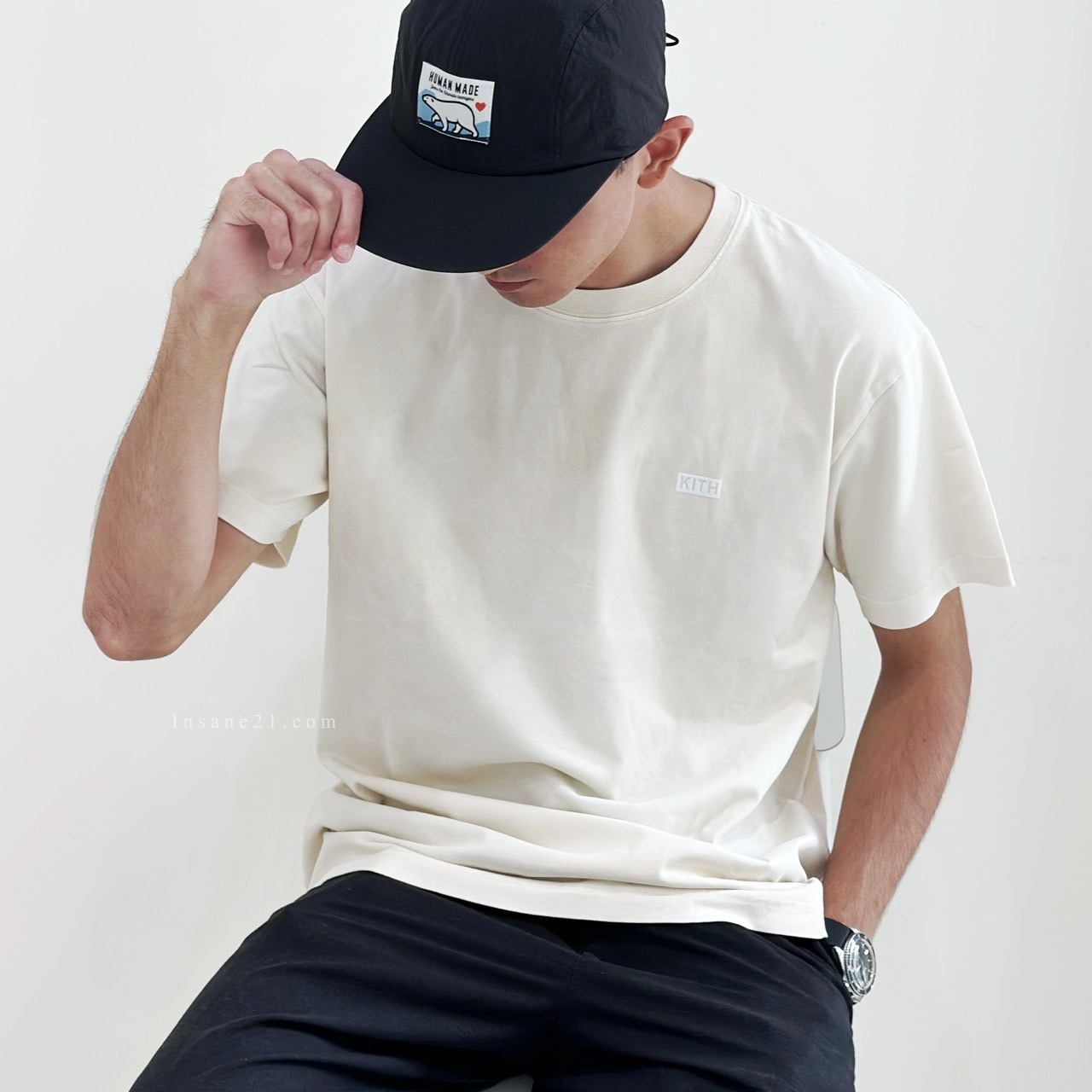 KITH 胸口LOGO 小標 淺杏 短TEE KHM031087-104
