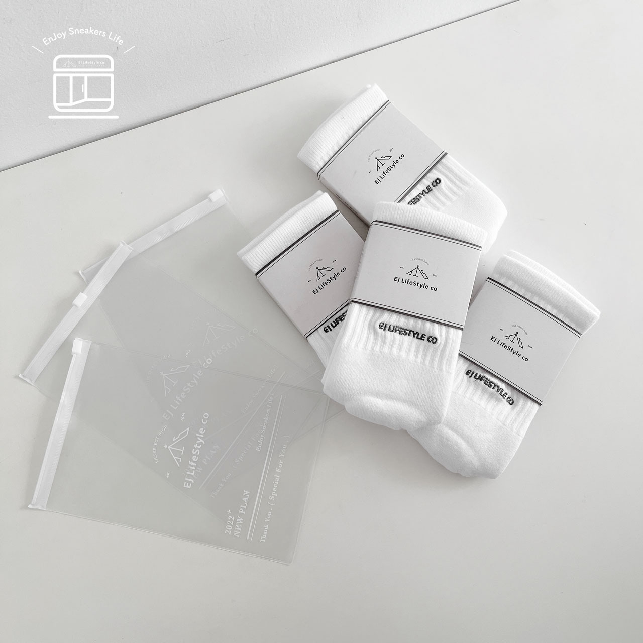 EJ.LIFESTYLE.CO 品牌襪 長襪 透明袋 夾鏈袋 / 現貨