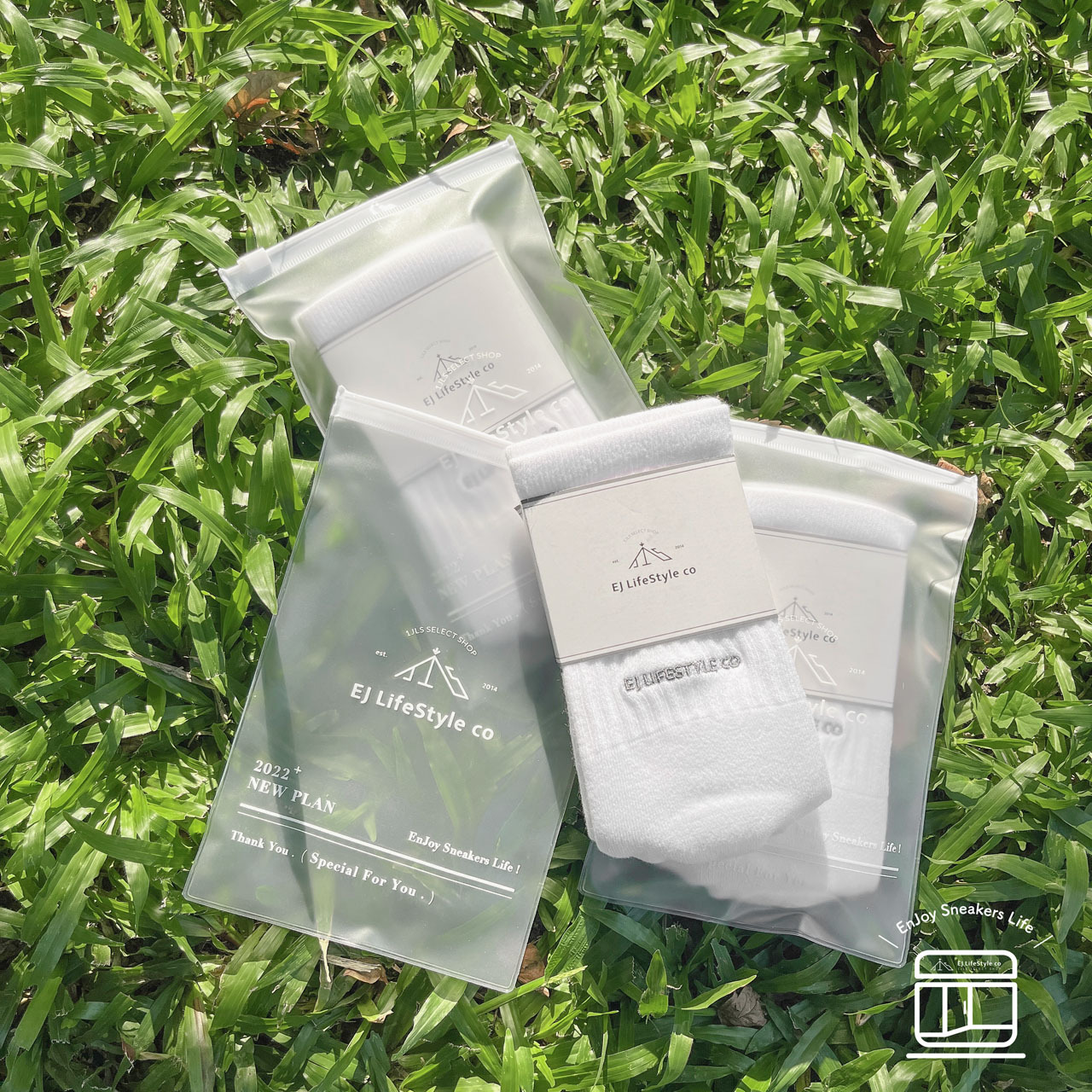 EJ.LIFESTYLE.CO 品牌襪 長襪 透明袋 夾鏈袋 / 現貨