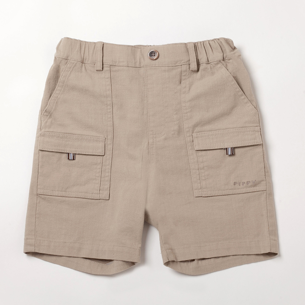 PIPPY 休閒彈性棉工裝短褲 卡其
