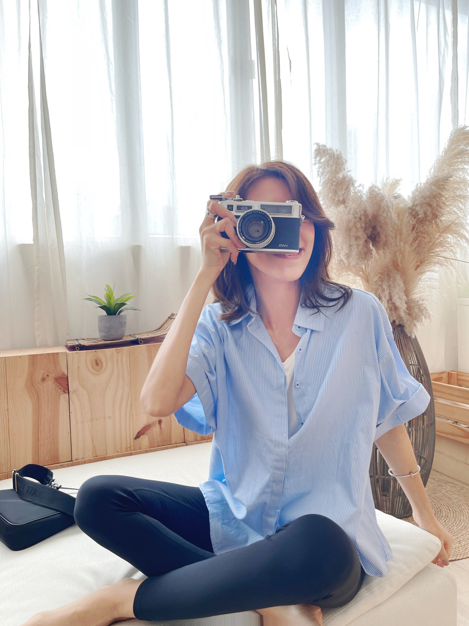 Oversize Short Sleeve Stripe Shirt_SH237L07