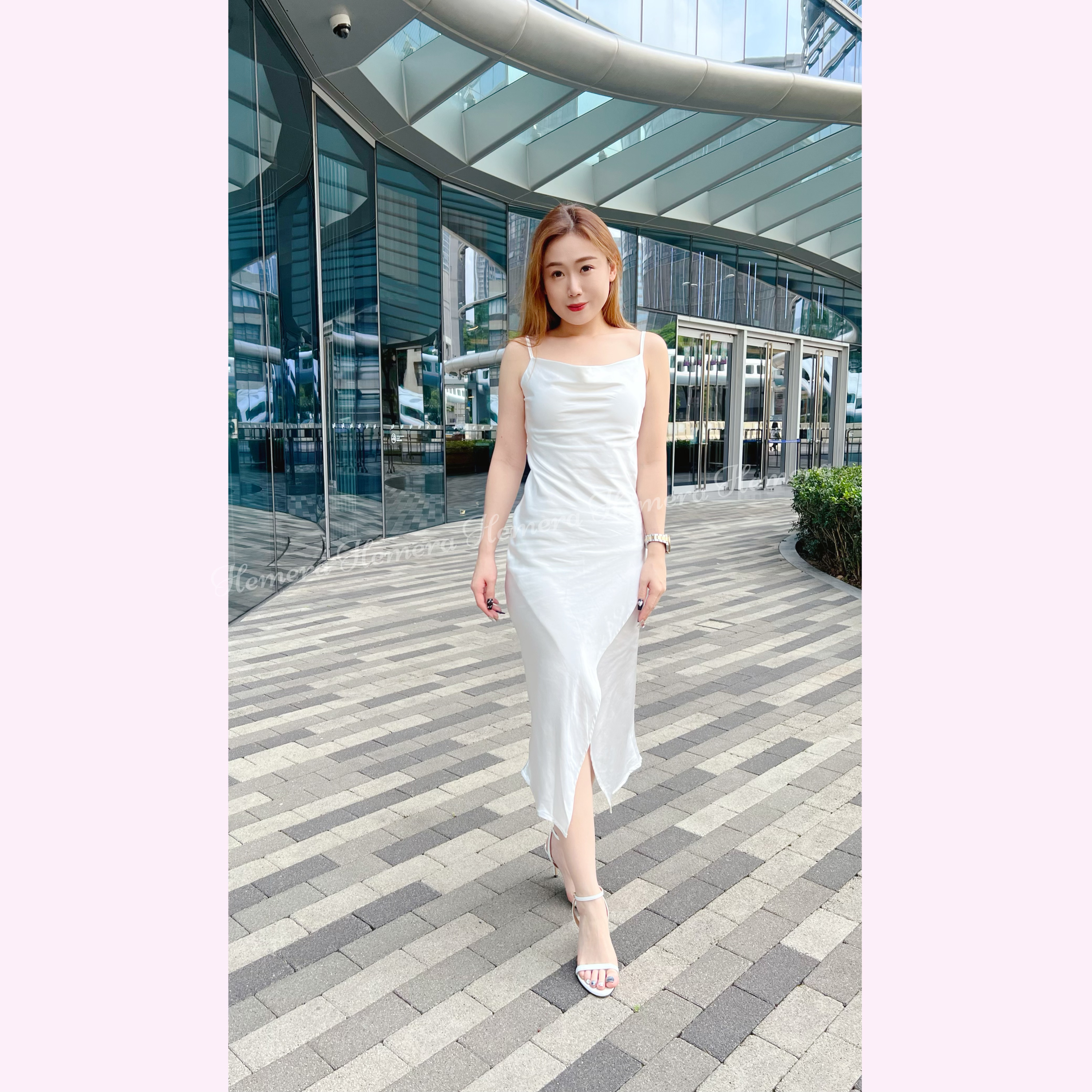 DR23S0706 女神開叉垂領吊帶連身裙