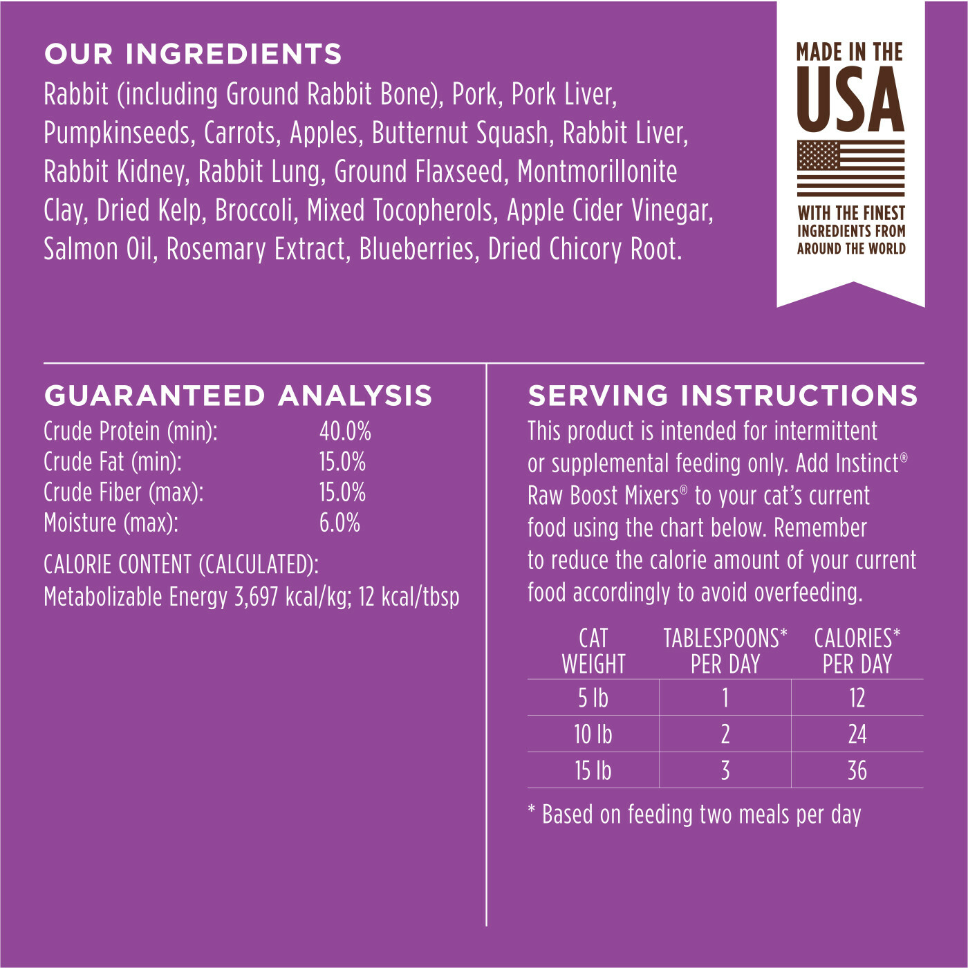 Instinct®凍乾生肉粒貓Mixer (兔肉) 6oz