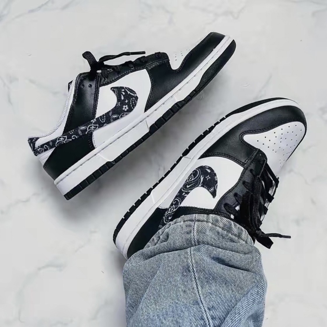 Nike Dunk Low "Paisley Pack" 熊貓 黑白變形蟲 腰花果 女鞋 DH4401-100