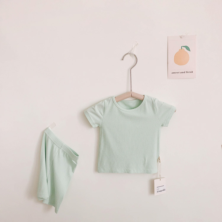 寶寶純色居家短袖套裝