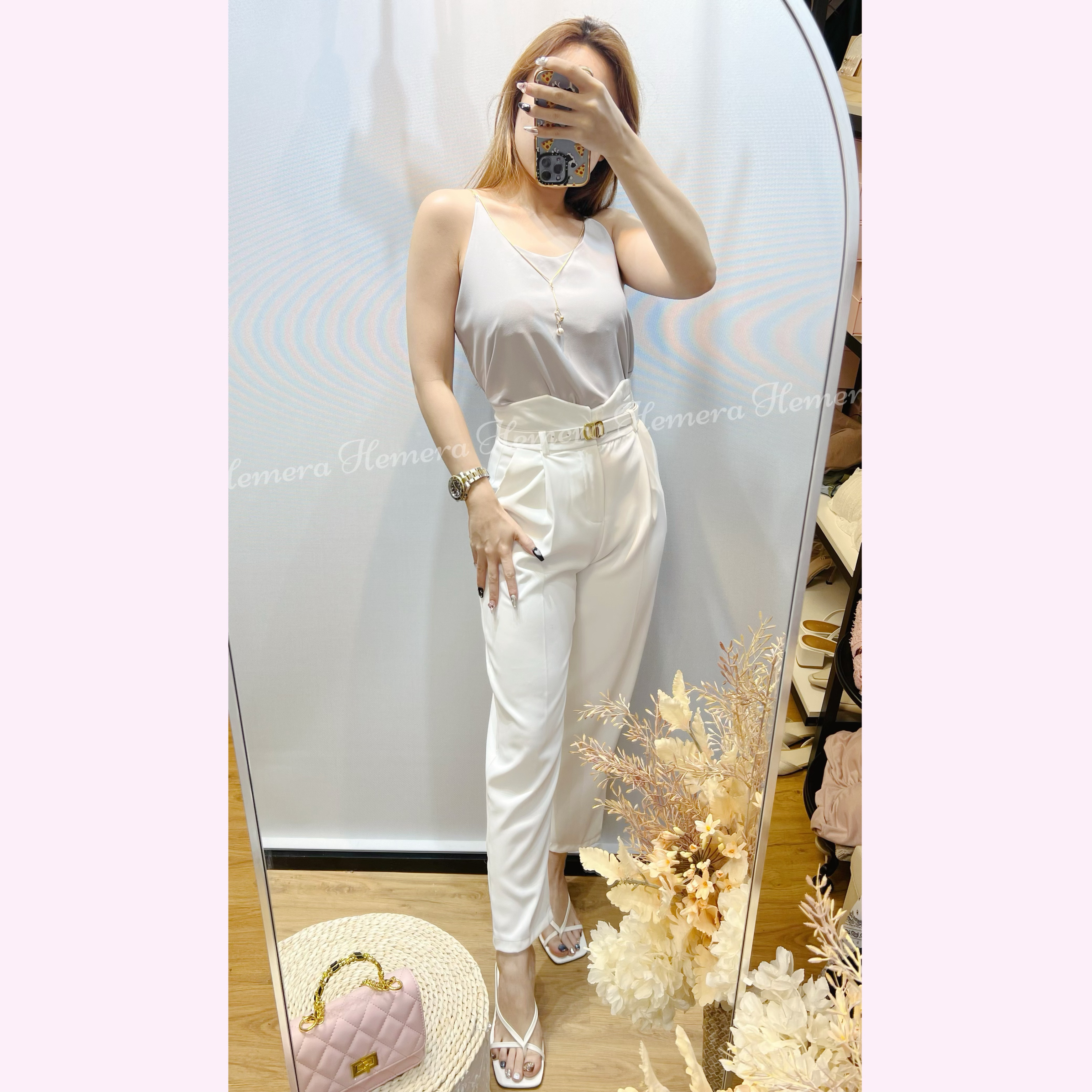 粉寵:TP23S0710 金鏈V領雪紡吊帶