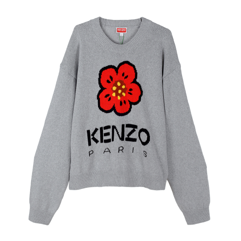 KENZO Logo 嵌花灰色針織毛衣 FD52PU3803LD94 -T