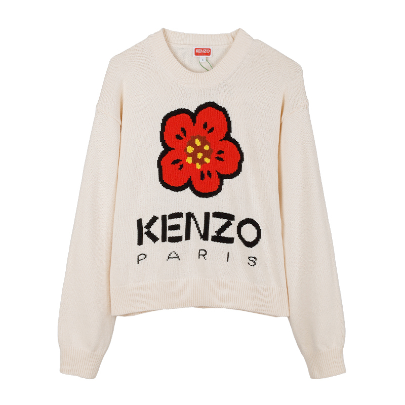 KENZO Logo 嵌花米黄色針織毛衣 FD52PU3803LD02 -T