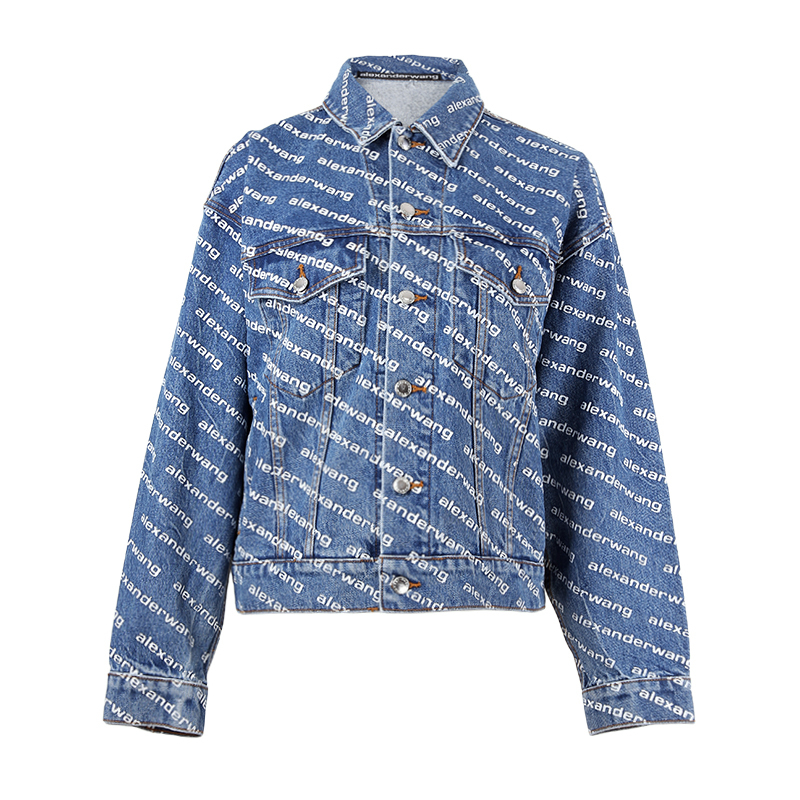 ALEXANDER WANG Logo 印花蓝色牛仔外套 -T