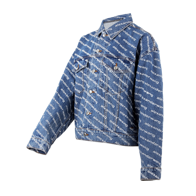 ALEXANDER WANG Logo 印花蓝色牛仔外套 -T