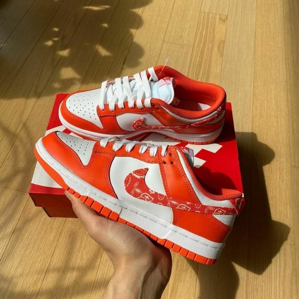 Nike Dunk Low Paisley 變形蟲腰果花 帆布皮革 橘白 橙白 女鞋 DH4401-103