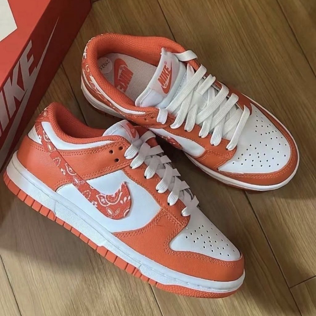 Nike Dunk Low Paisley 變形蟲腰果花 帆布皮革 橘白 橙白 女鞋 DH4401-103