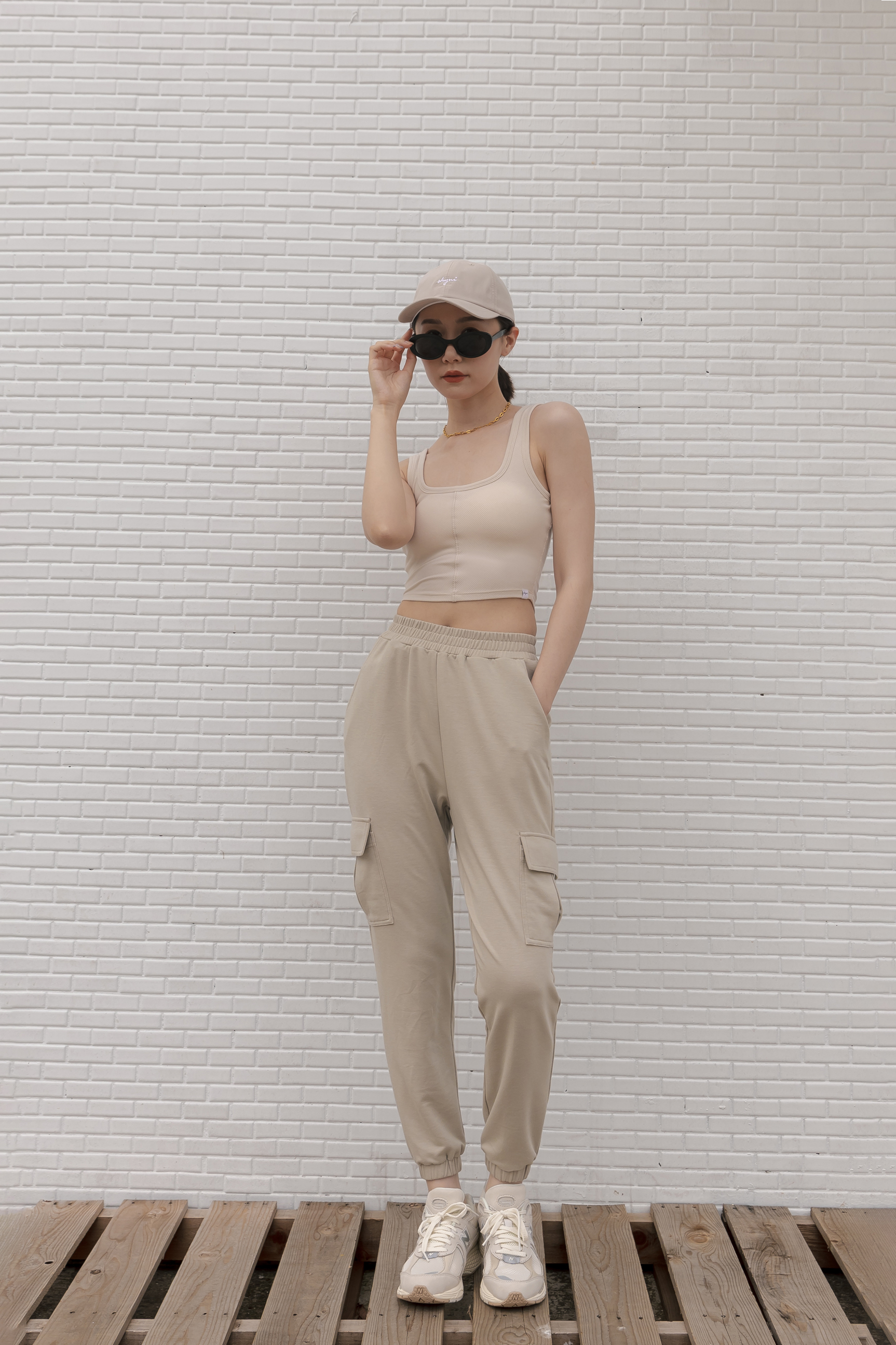 舒適側口袋工作褲- 卡其