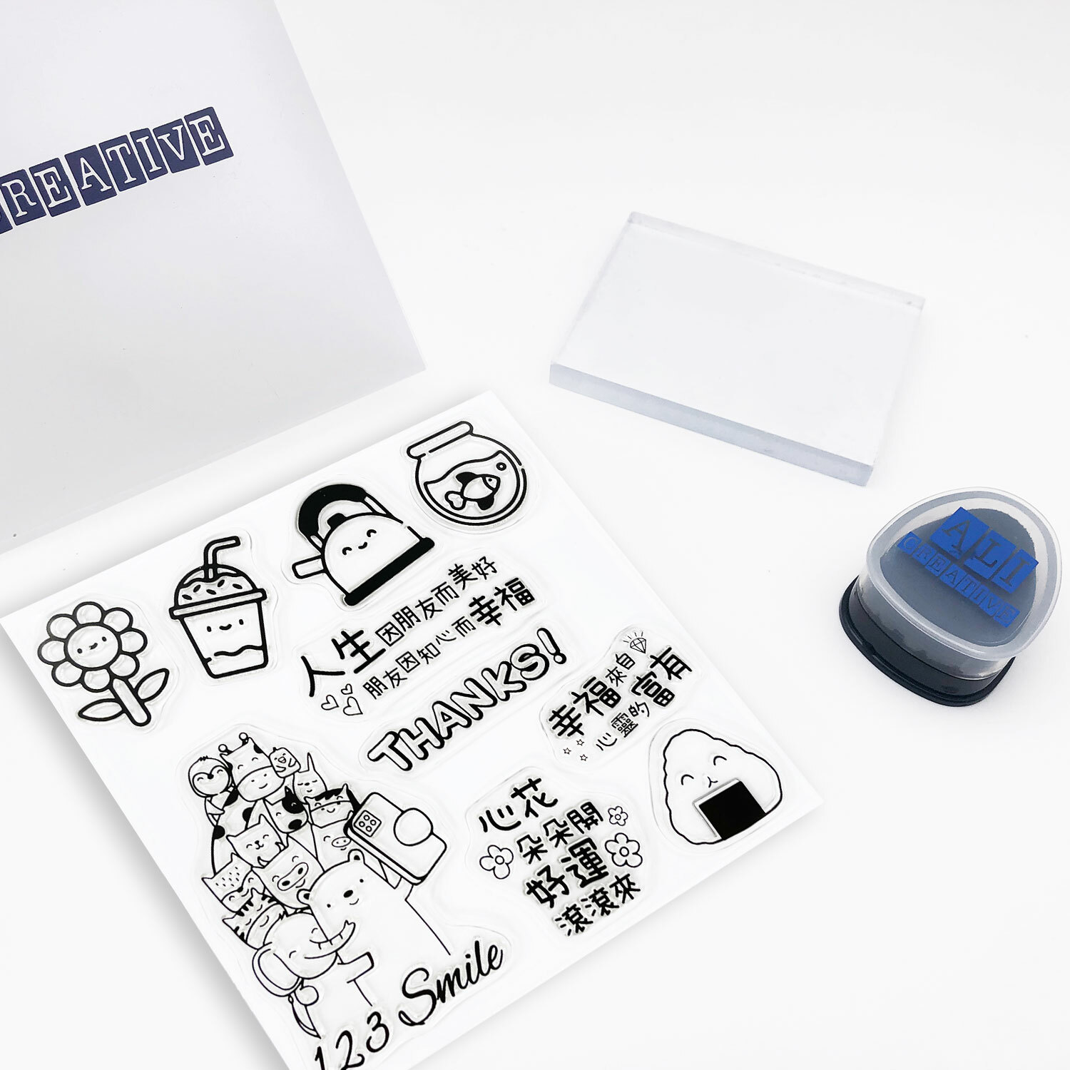 CSS35 水晶印章 | 幸福語錄6 - 人生幸福 (含水晶塊&印台)