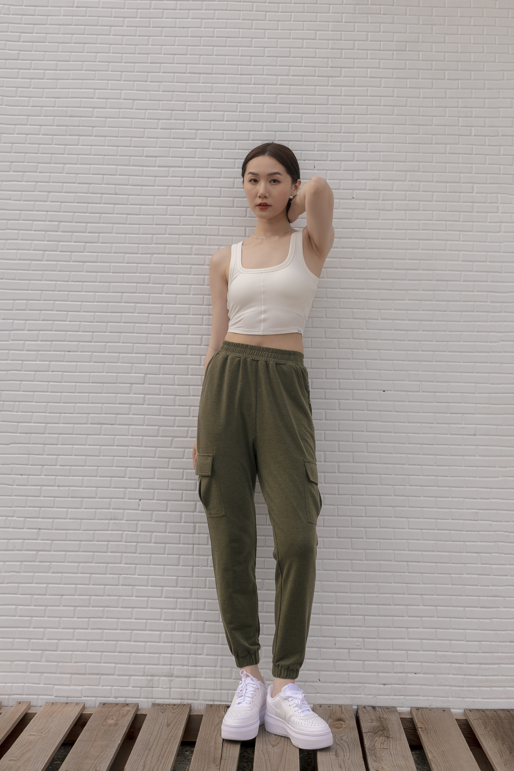 舒適側口袋工作褲- 軍綠