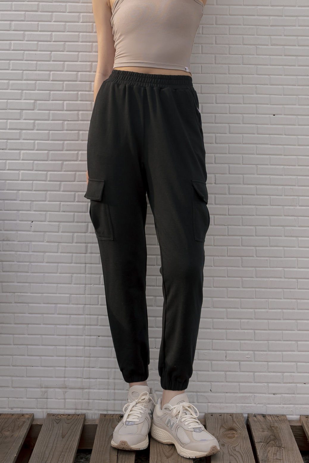 舒適側口袋工作褲- 黑