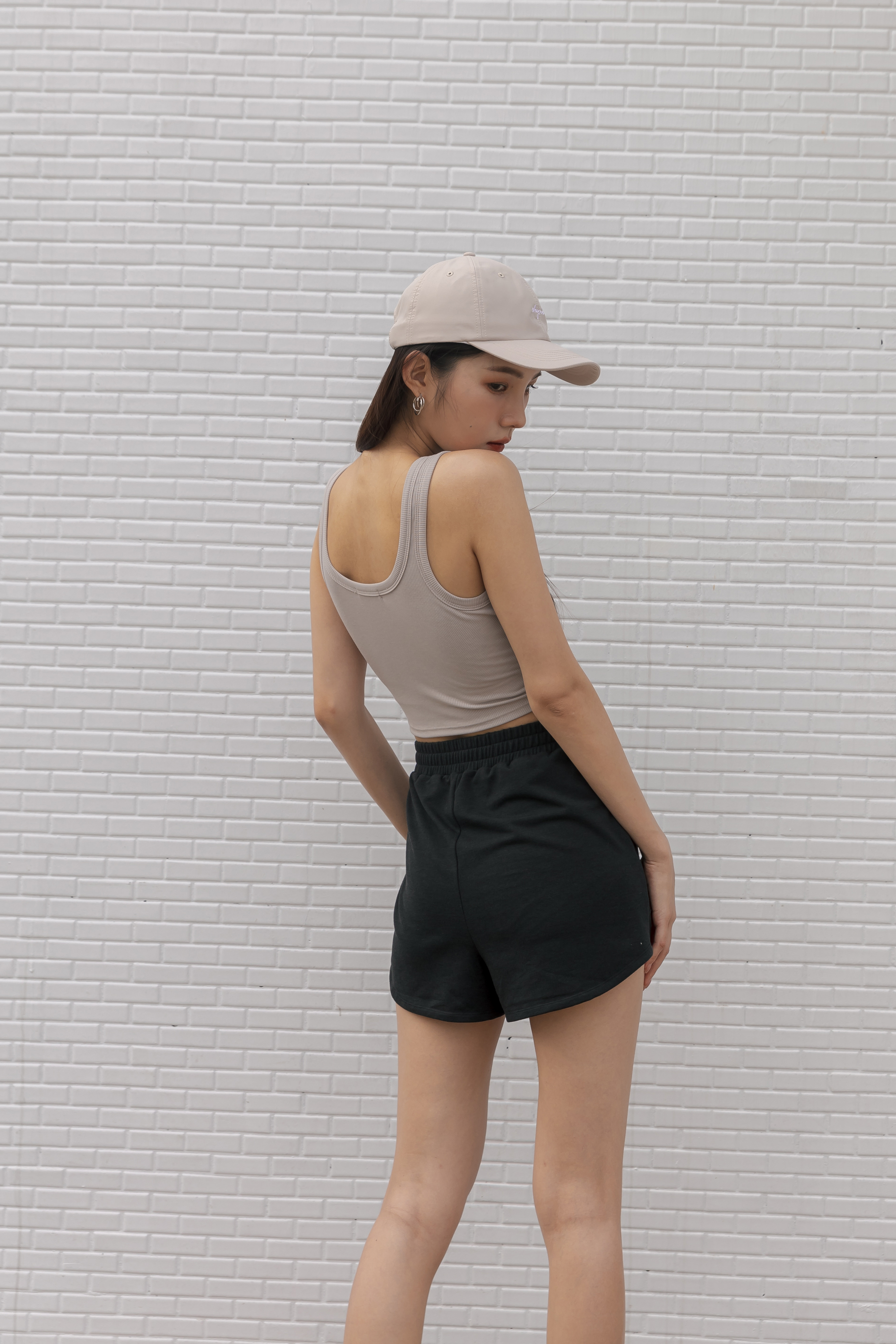 羅紋BRA TOP 挖背背心- 米杏