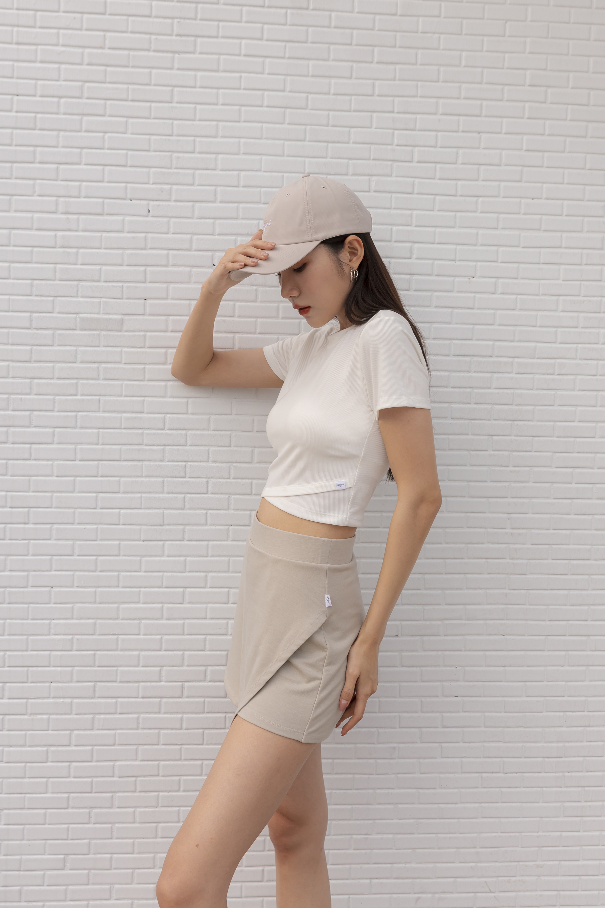 羅紋合身短版上衣- 白