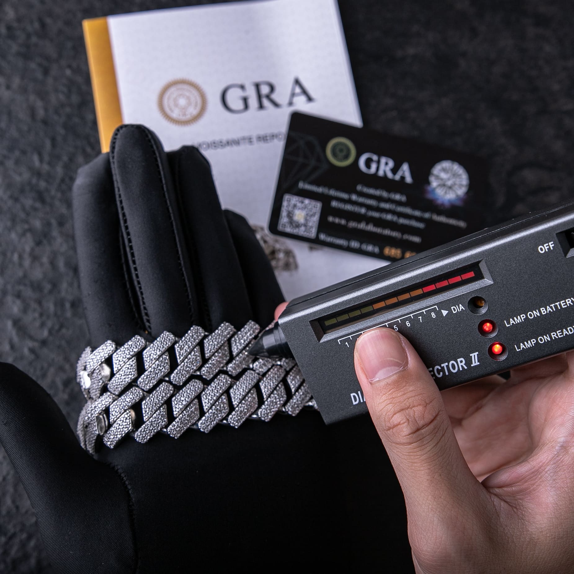 925純銀莫桑石20mm三排滿鑲菱形古巴鍊