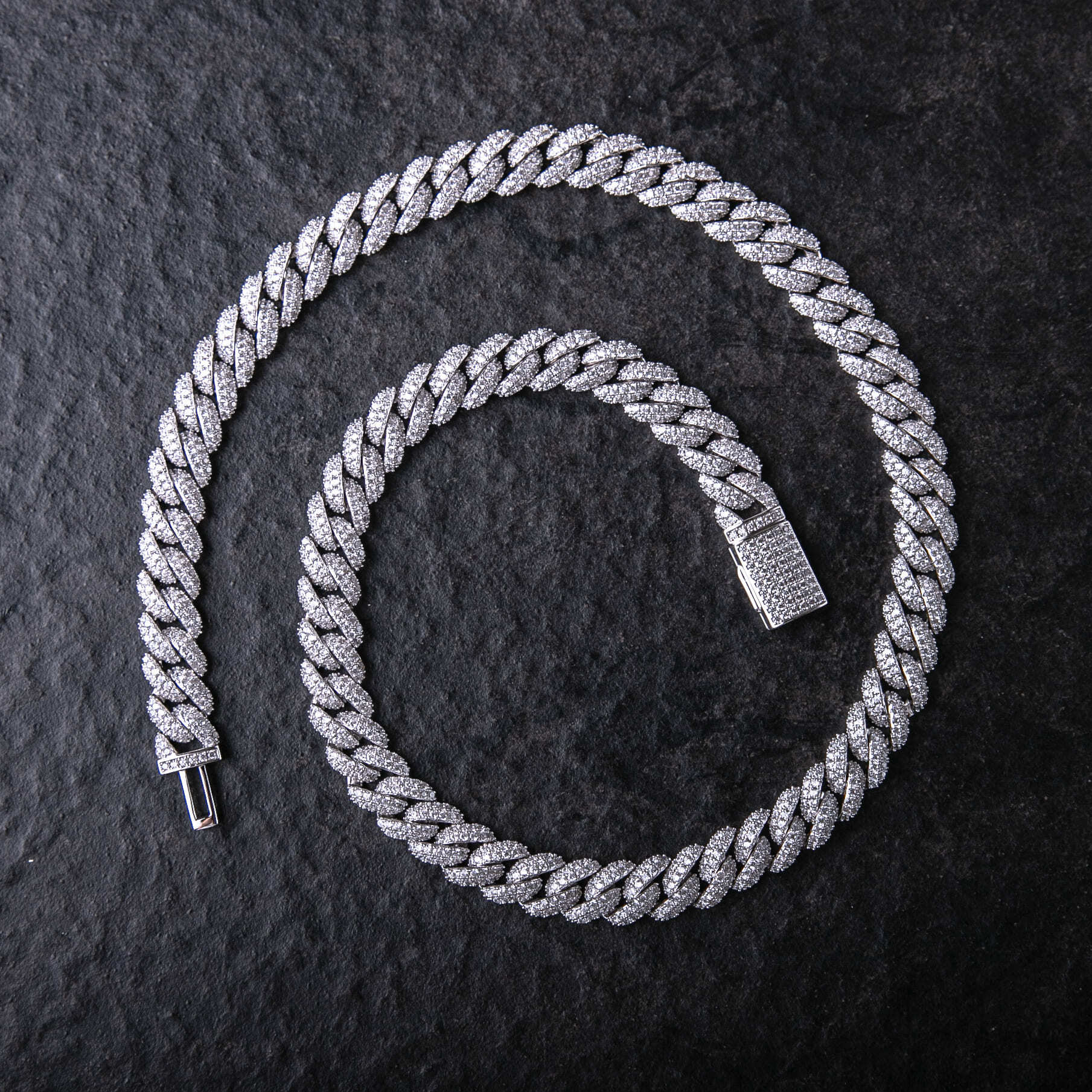 925純銀10mm滿鑲邁阿密古巴項鍊