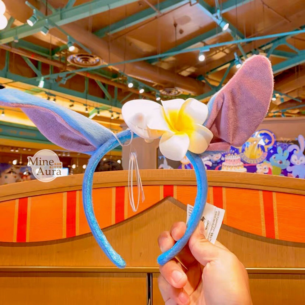 (限時特價) 史迪奇 Stitch 立體耳朵 扶桑花 造型 絨毛 造型 髮圈 髮箍 星際寶貝 Lilo & Stitch -上海迪士尼樂園