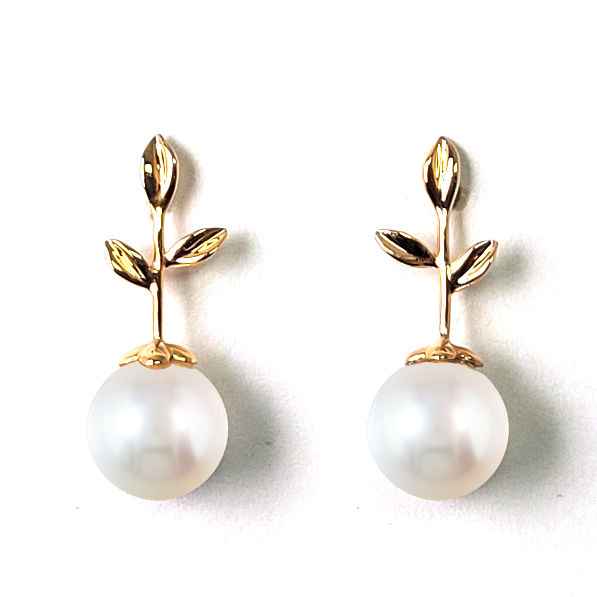 18K玫瑰金珍珠耳環