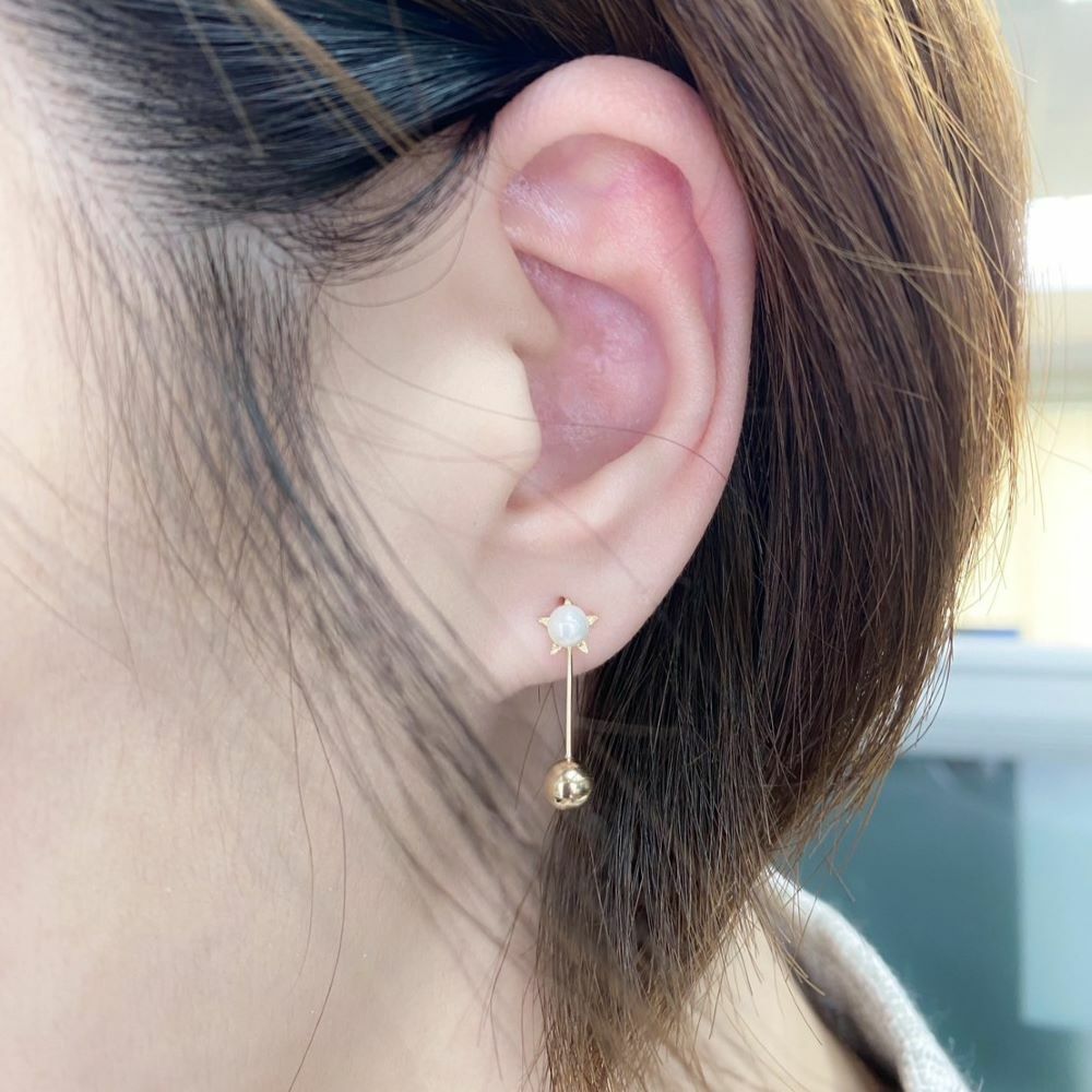【me.luxe】 K10星星金球疊戴珍珠耳環