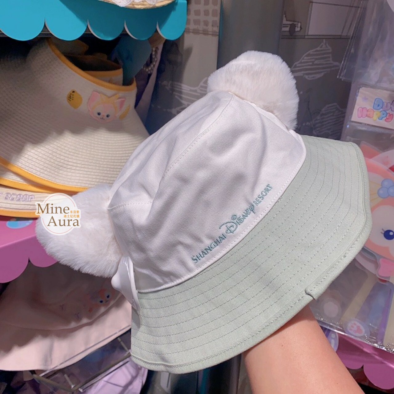 傑拉托尼 畫家貓 Gelatoni 立體耳朵 蝴蝶結 造型 漁夫帽 帽子 -上海迪士尼樂園