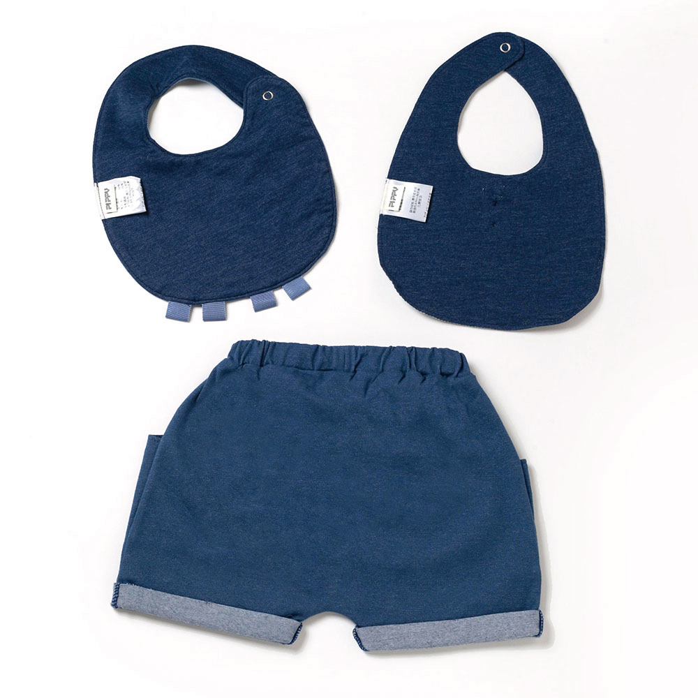 PIPPY可愛小鯨魚與紳士款圍兜與褲裝3件組配件禮盒