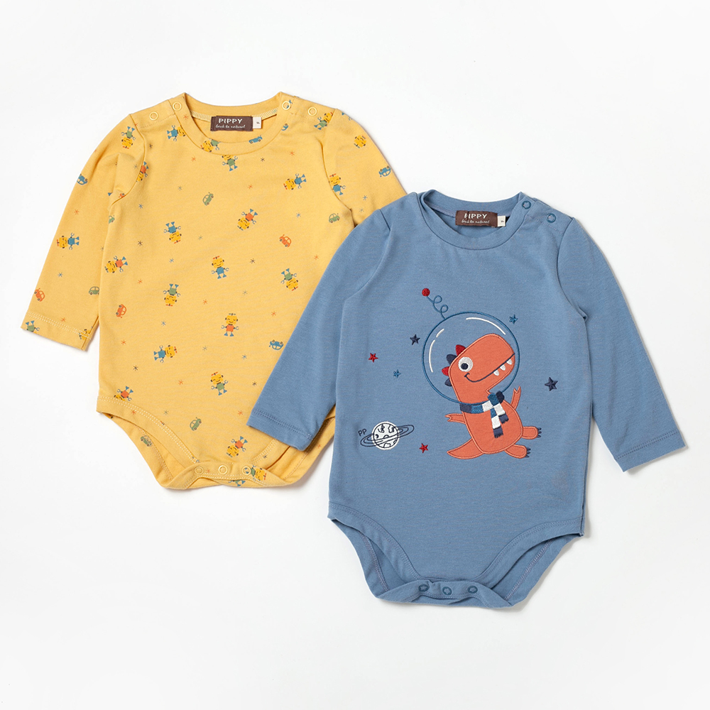 PIPPY 恐龍印花棉質包屁衣2入組禮盒