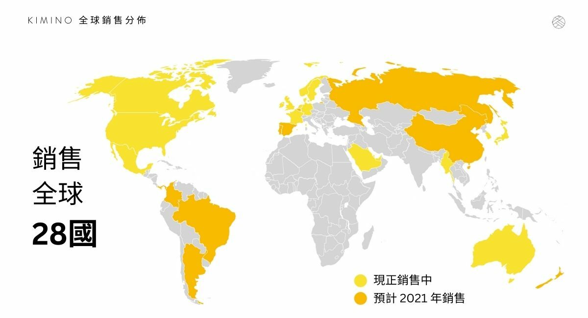 KIMINO 日本氣泡果汁飲全球銷售分布
