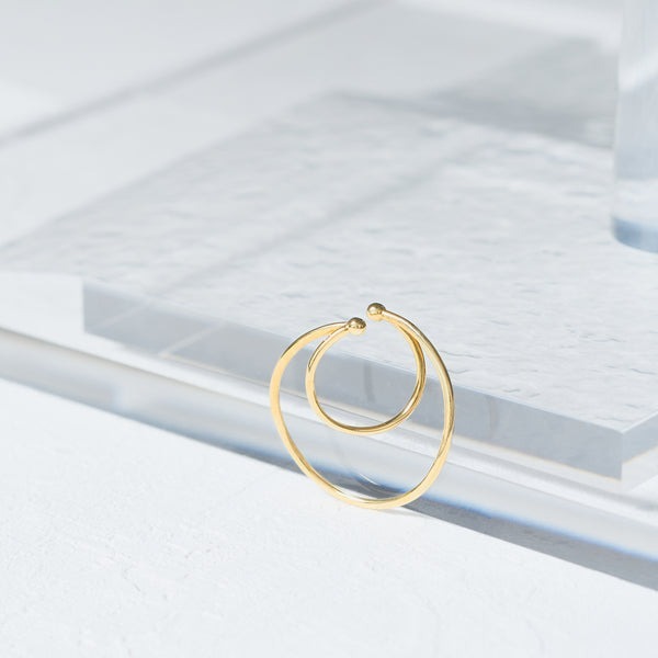 【me.luxe】SV立體雙環銀耳夾(單只)-黃K/銀白