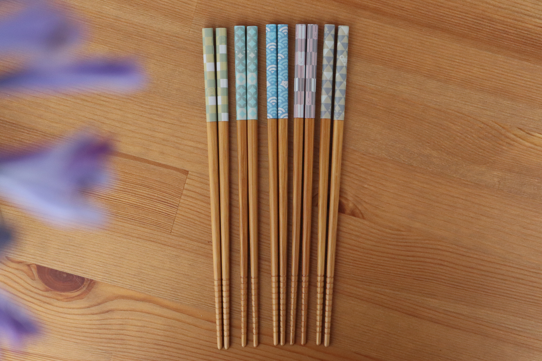 日本 莫蘭迪色 傳統圖紋 客用竹筷組