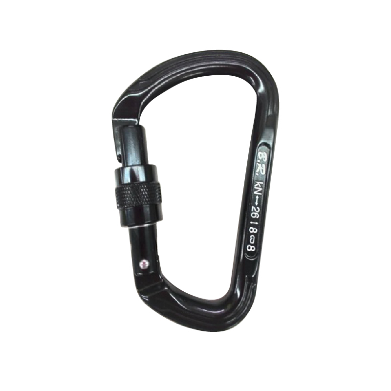 標準大D型保險鋁合金鉤環26KN (大D型+保險) 顏色隨機僅供參考 79BDK019