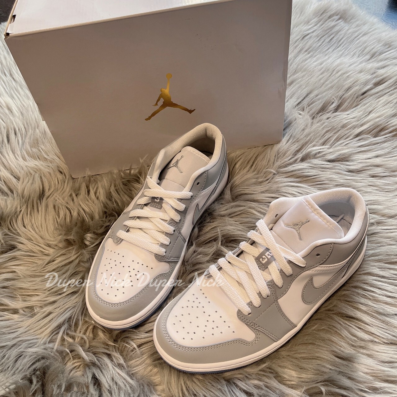 NIKE Air Jordan 1 Low W Wolf Grey White 小Dior 灰白