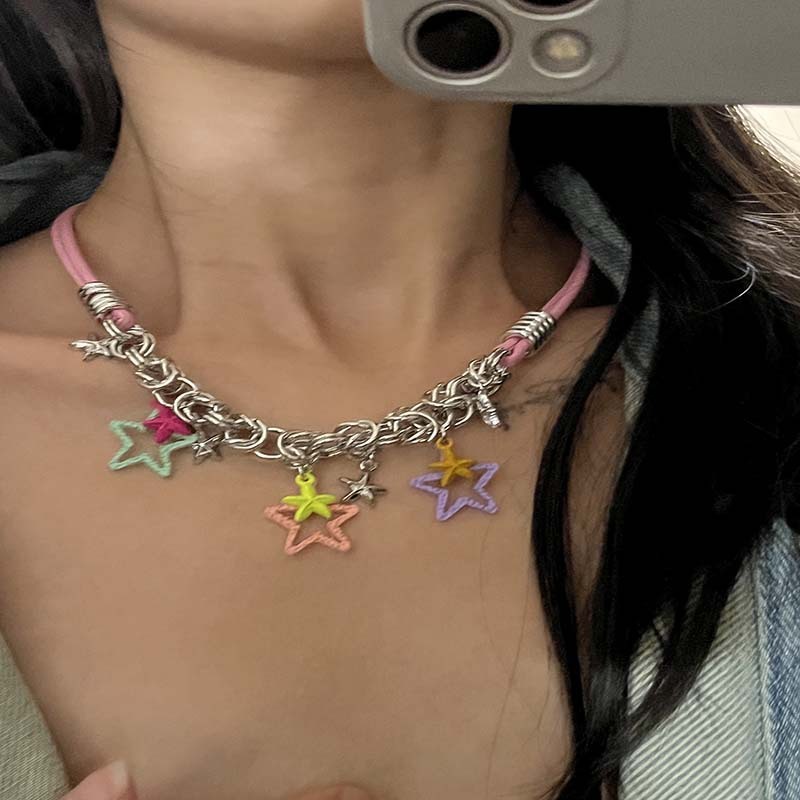 Y2K粉繩星項鍊