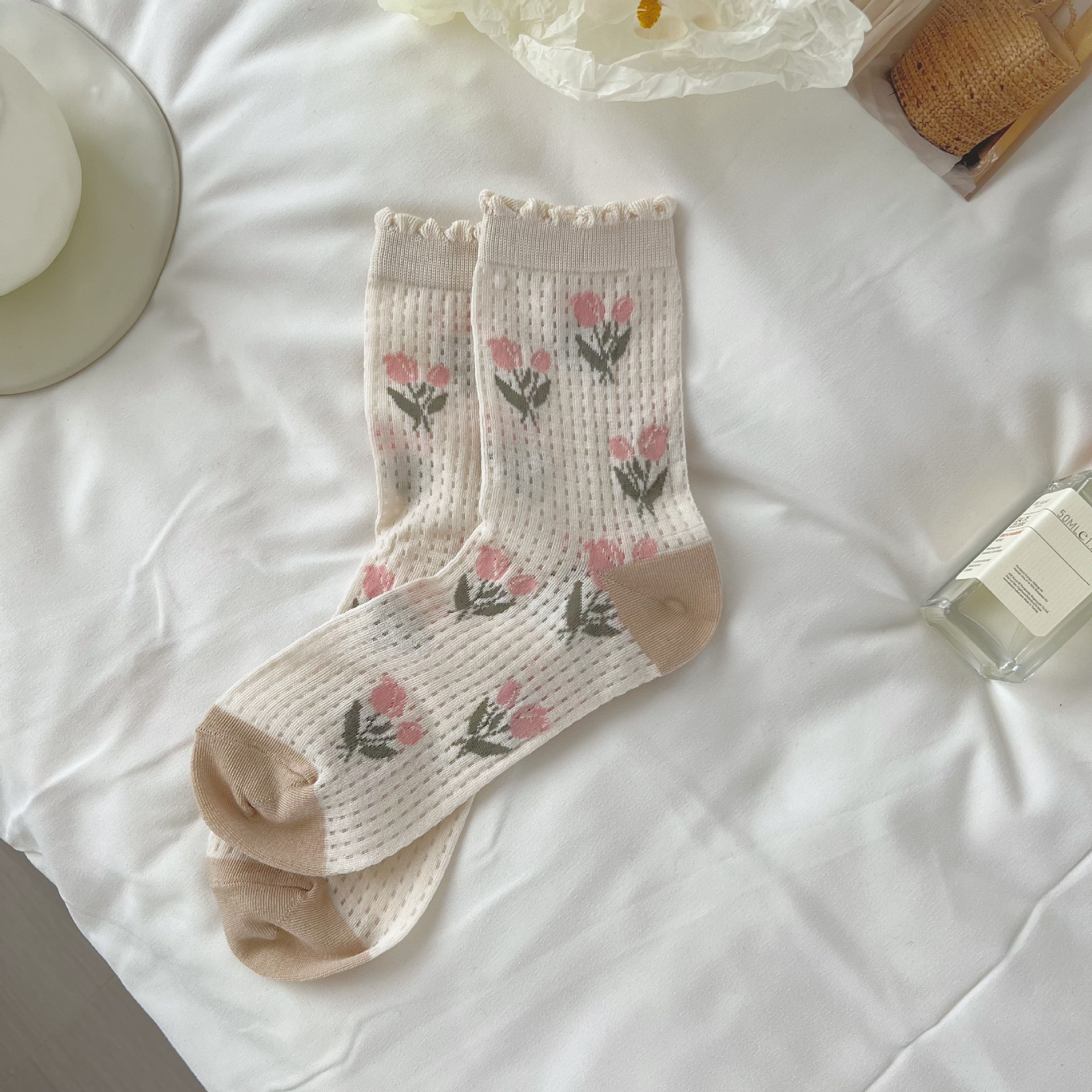 《2685》♾️甜美花朵夏季薄款中筒襪