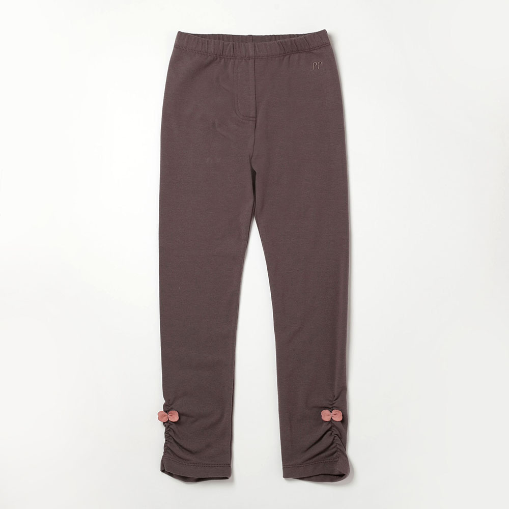 PIPPY 暖暖磨毛下擺蝴蝶結內搭長褲 棕