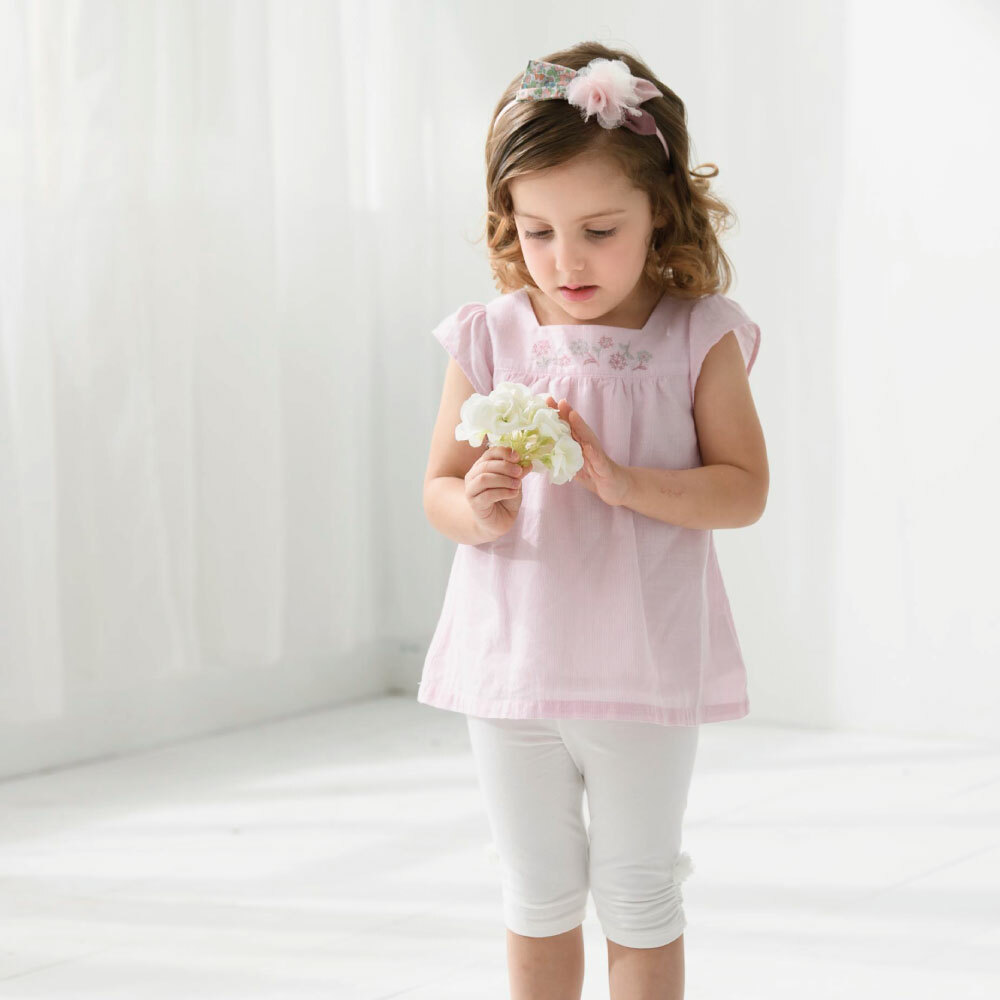 PIPPY 立體小花素面緊身褲 白