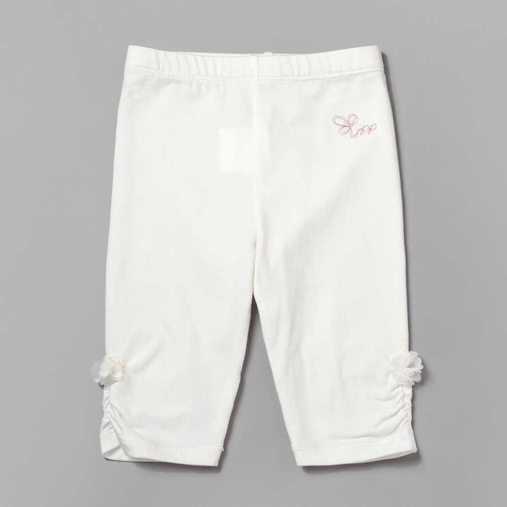 PIPPY 立體小花素面緊身褲 白