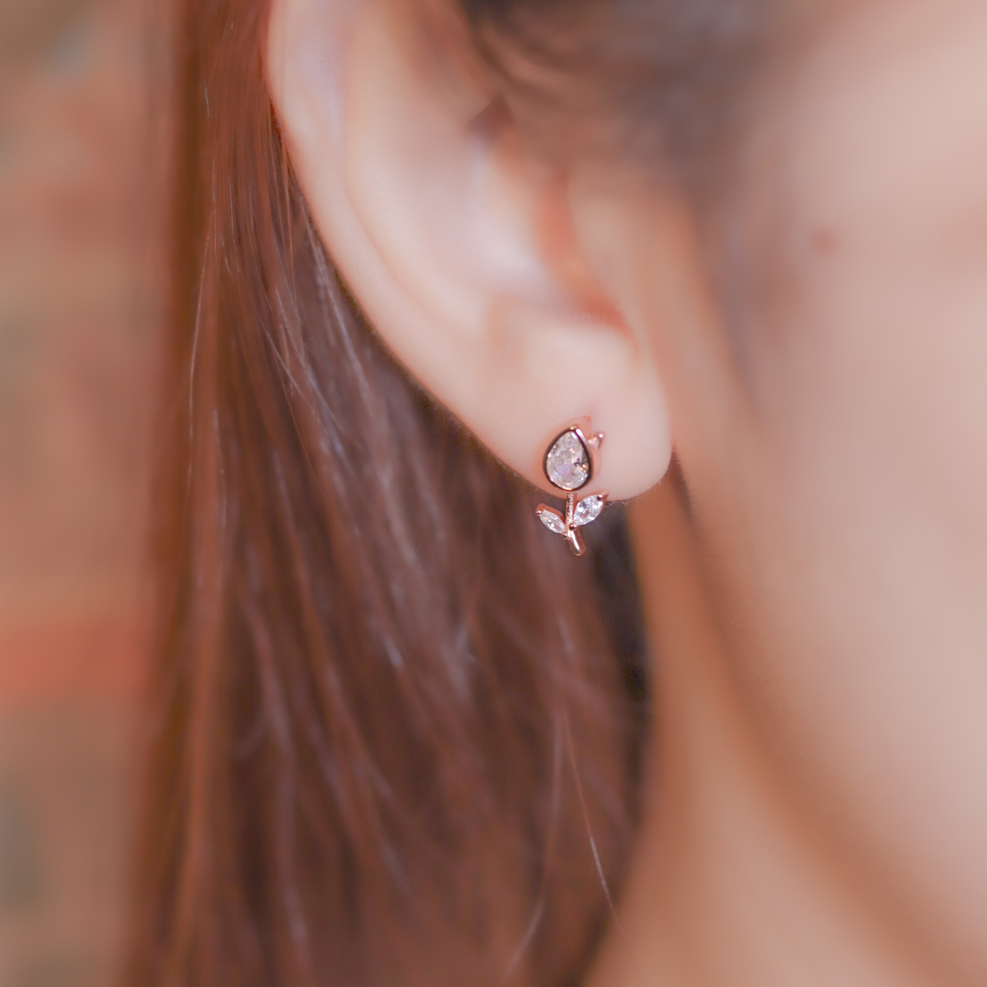 | 925純銀・白金・ 玫瑰金 | 一朵小花耳環 (銀/玫瑰金) | EA0656 |