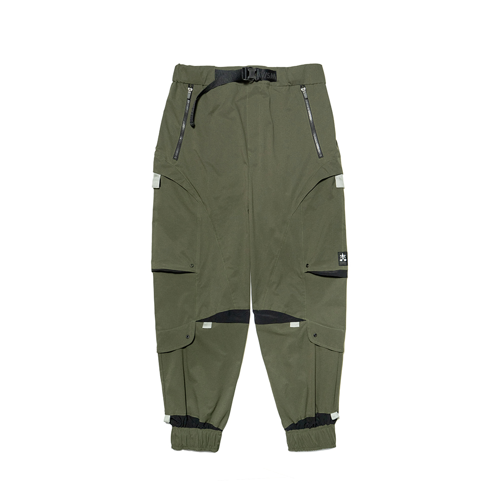 蟲形剪接束口褲- 橄欖綠