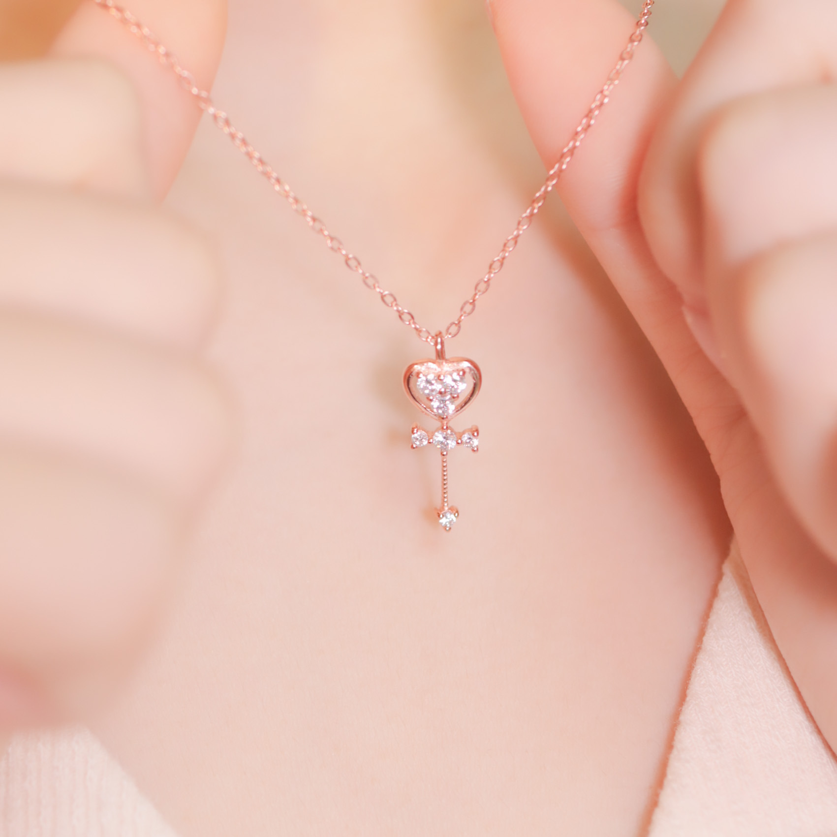 | 925純銀・白金・玫瑰金 | 嚮往之鑰匙項鍊  (銀/玫瑰金) | NE0903 |