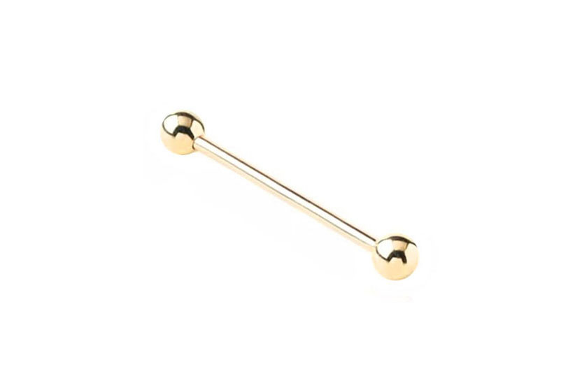 14K Gold Classic Industrial Barbell